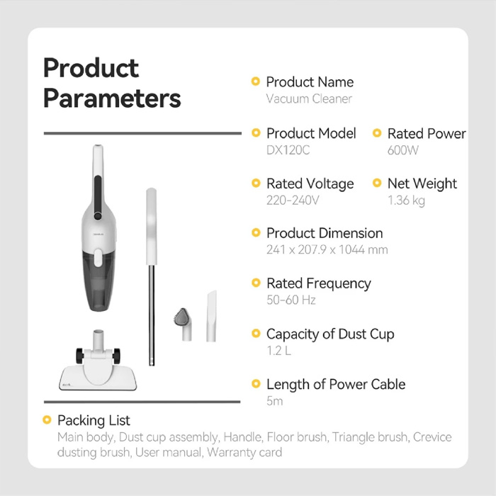Deerma Vacuum Cleaner Portable Handheld 2 in 1 Silent - DX120 White | DX120C White